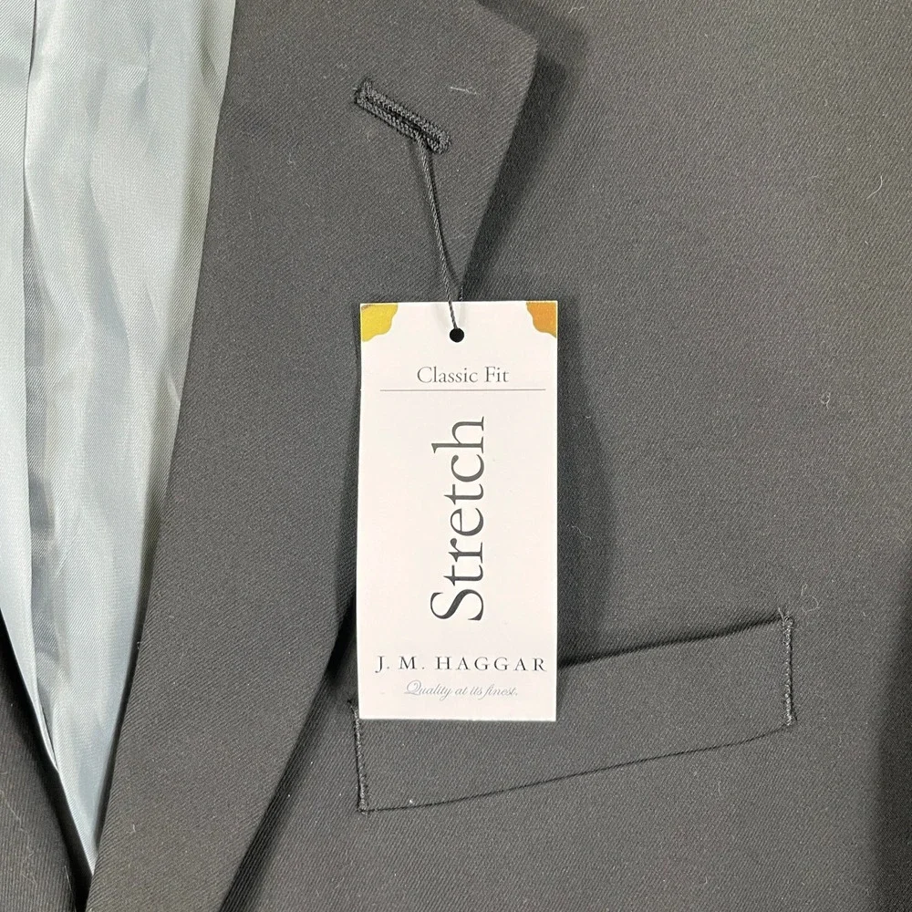 J.M. Haggar Suit Jacket Mens 40S Premium Stretch Classic Fit Solid Black Blazer